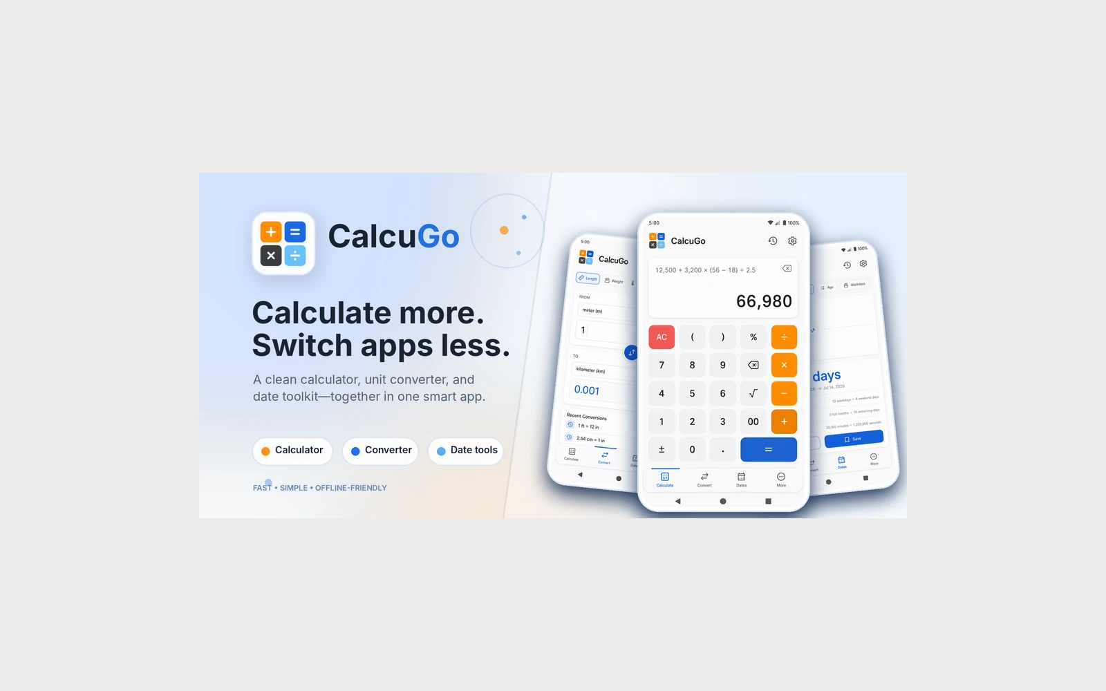 CalcuGo Android app promotional preview