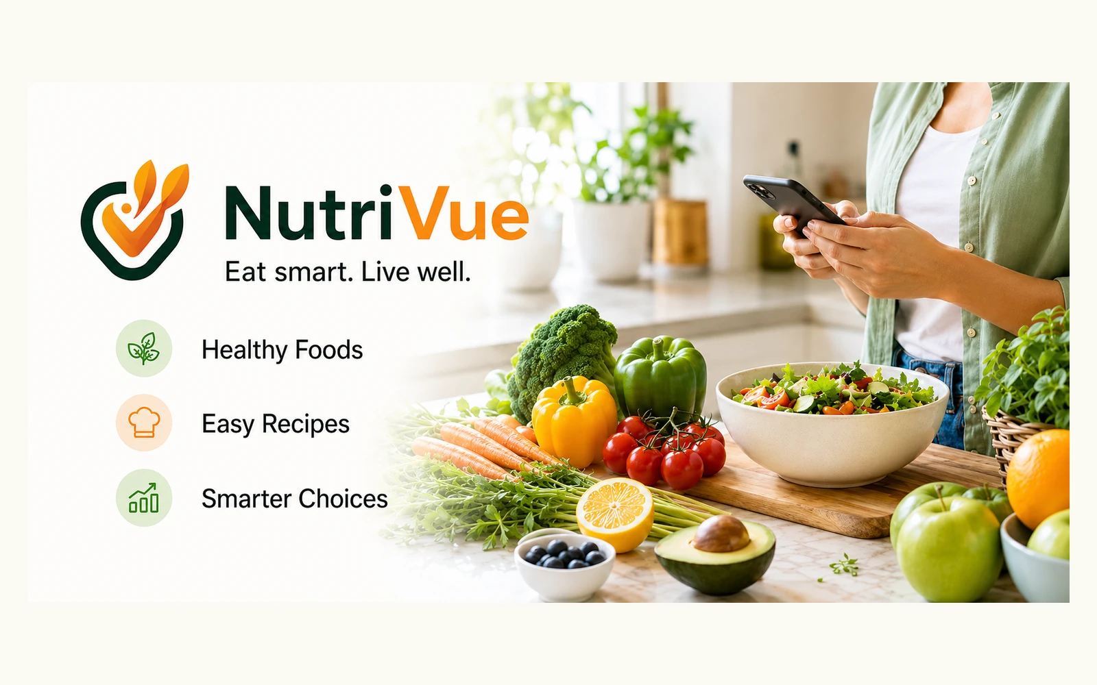 NutriVue Android app promotional preview