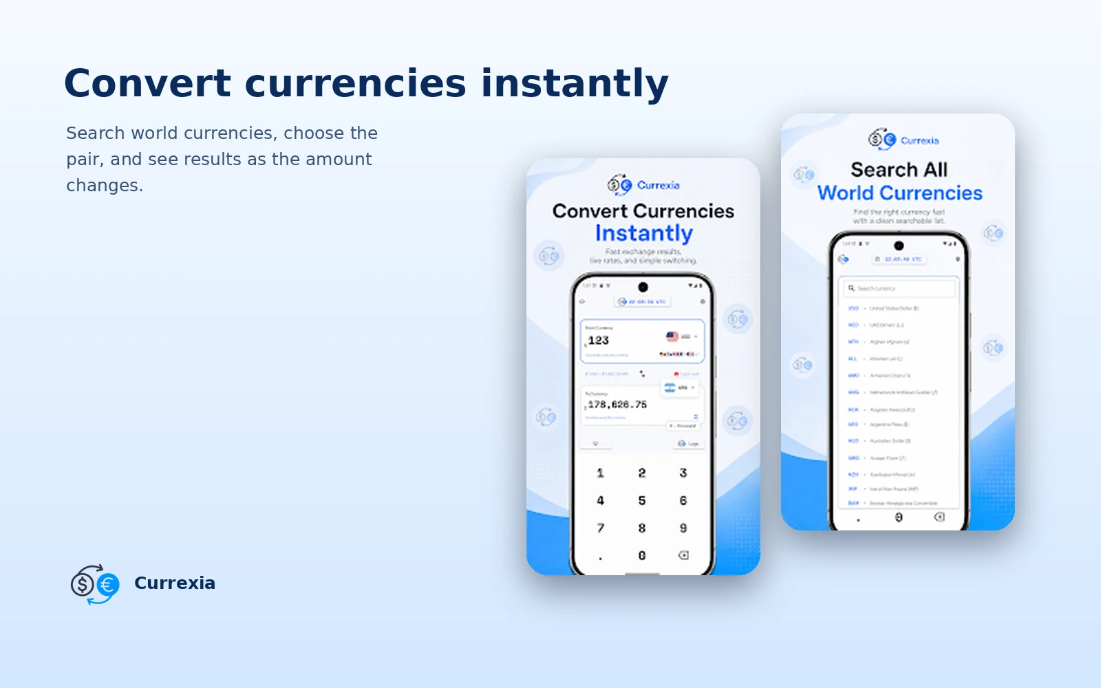 Currexia — Conversion workspace