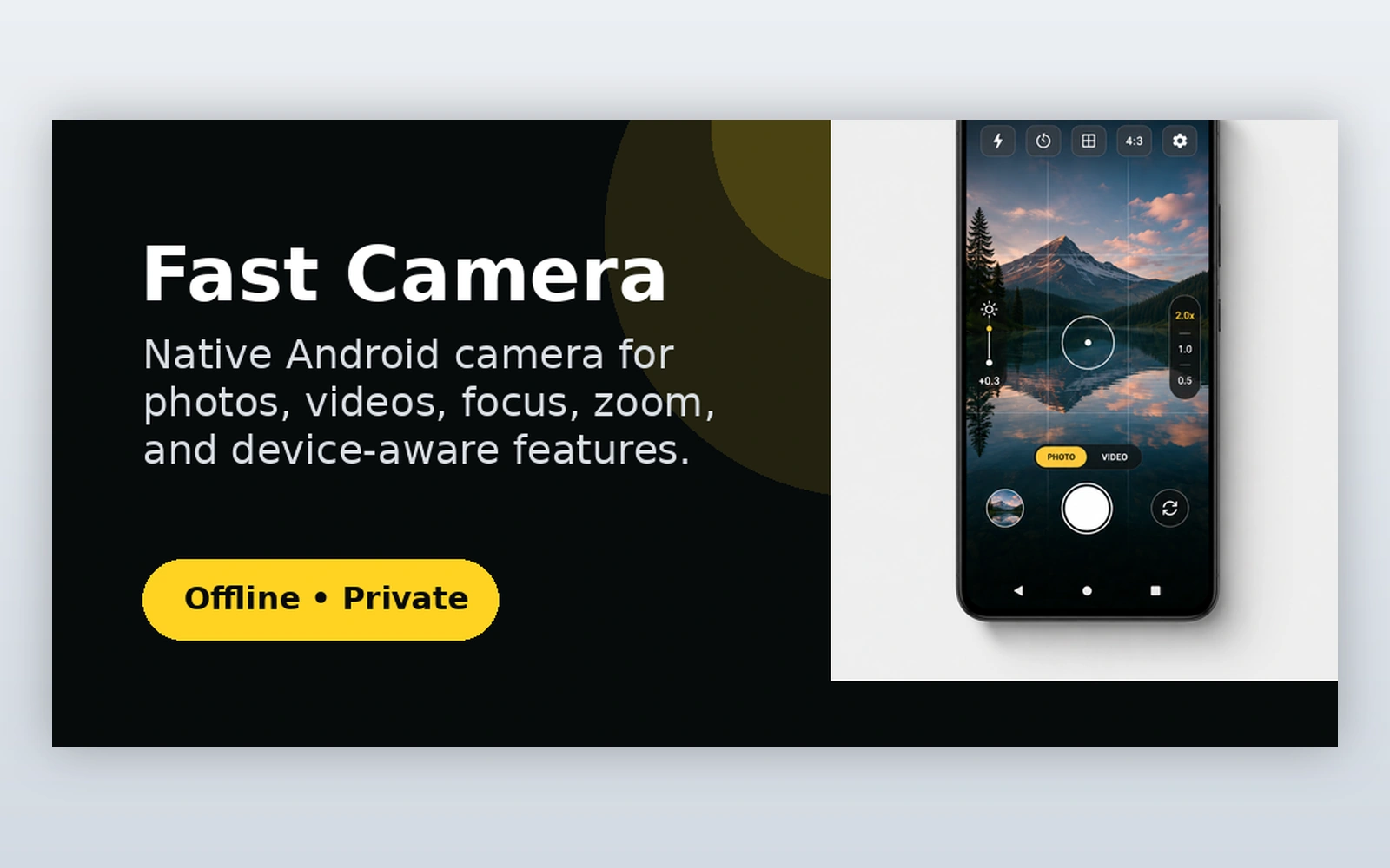Fast Camera native Android product interface and device-aware camera workflow