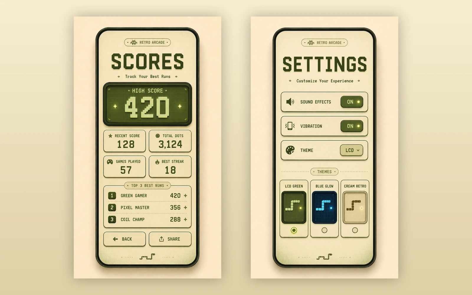 Pocket Coil — Scores and settings